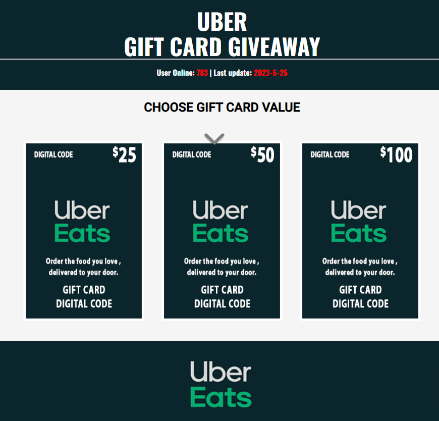 free Uber eats gift card